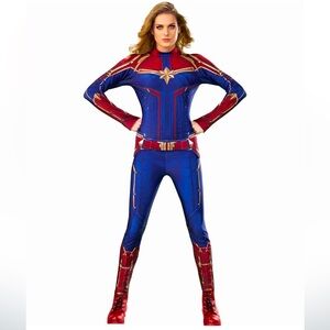 Marvel Captain Marvel Women Stretch Jumpsuit + Belt Costume Medium